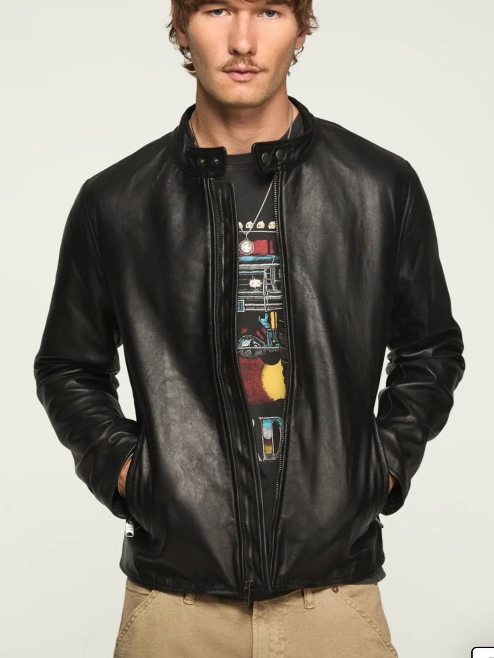 Lucky Brand Clean Leather Bonneville Jacket Size S